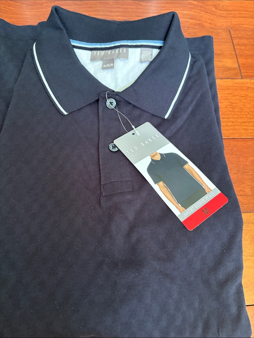 Ted Baker Navy Polo with White Contrast Tipping